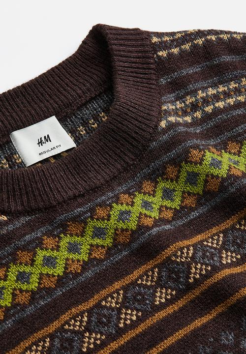 H&M - Regular fit jacquard-knit jumper - brown/patterned