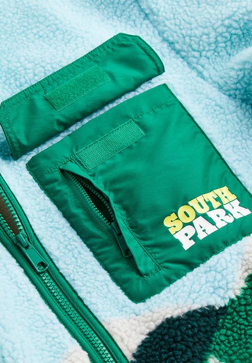 H&M - Relaxed fit fleece jacket - green/south park