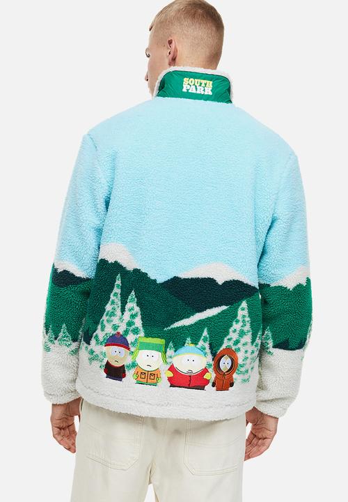 H&M - Relaxed fit fleece jacket - green/south park