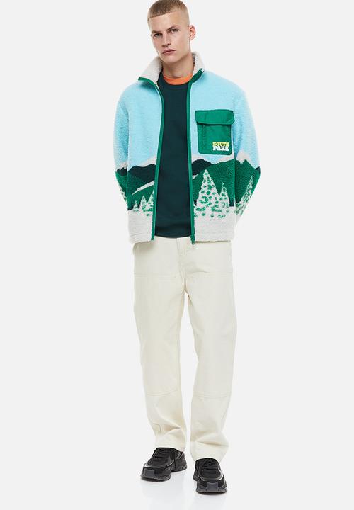 H&M - Relaxed fit fleece jacket - green/south park