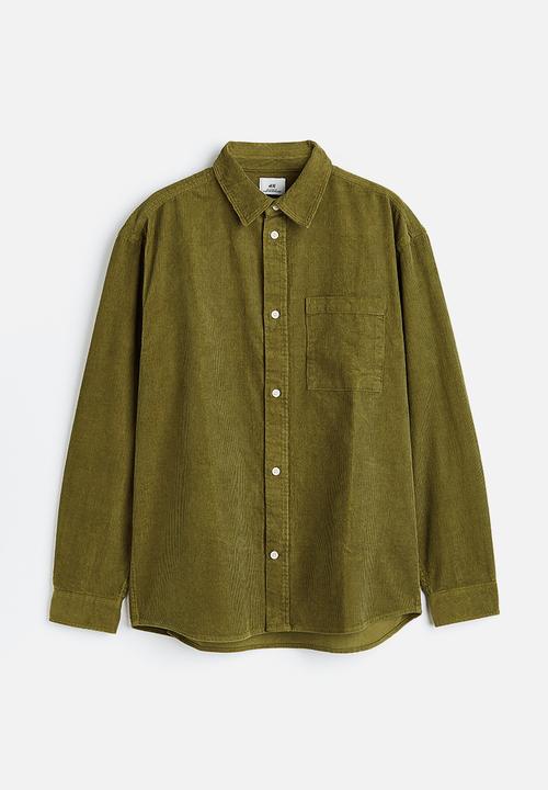 H&M - Relaxed fit corduroy shirt - moss green