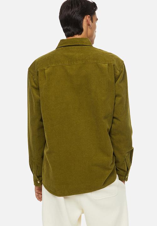 H&M - Relaxed fit corduroy shirt - moss green