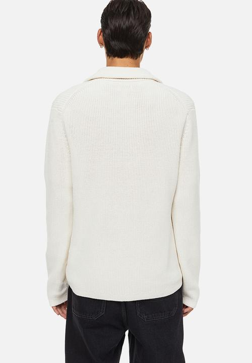 H&M - Relaxed fit rib-knit zip-top jumper - cream