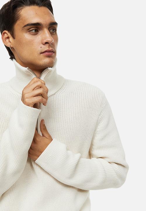 H&M - Relaxed fit rib-knit zip-top jumper - cream