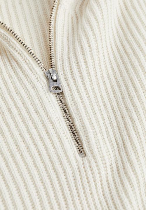 H&M - Relaxed fit rib-knit zip-top jumper - cream