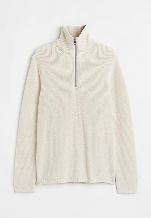 H&M - Relaxed fit rib-knit zip-top jumper - cream