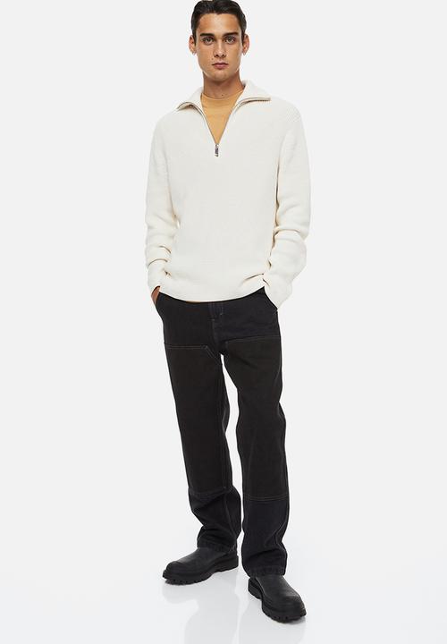 H&M - Relaxed fit rib-knit zip-top jumper - cream