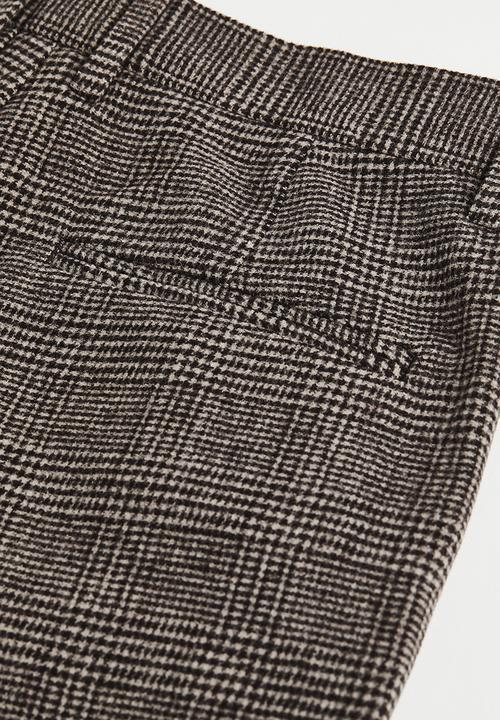 H&M - Relaxed fit wool-blend trousers - black/beige checked