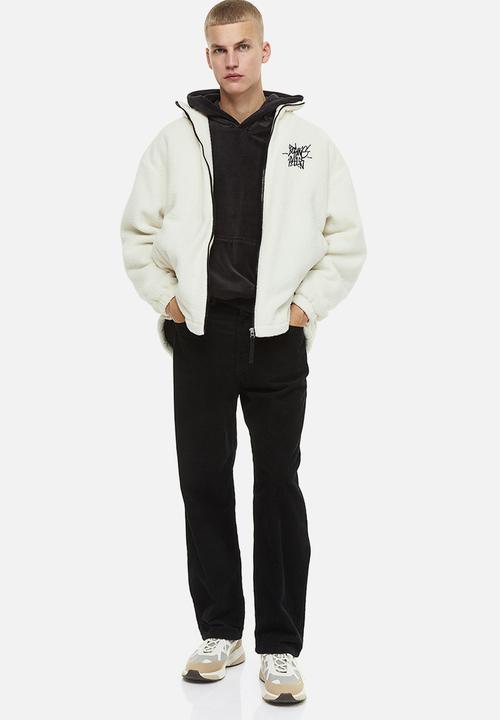H&M - Regular fit teddy jacket - white/boring pals