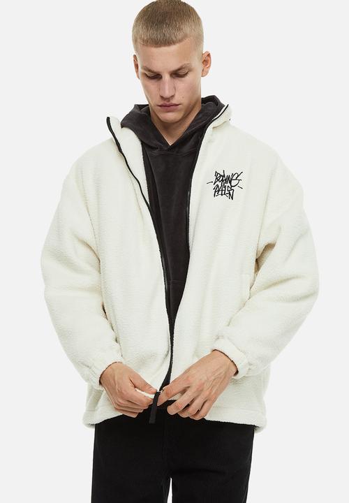 H&M - Regular fit teddy jacket - white/boring pals