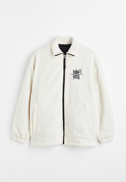 H&M - Regular fit teddy jacket - white/boring pals