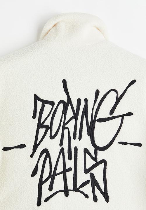 H&M - Regular fit teddy jacket - white/boring pals