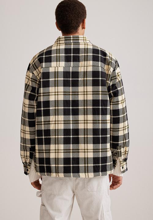 H&M - Relaxed fit padded shacket - yellow/black checked