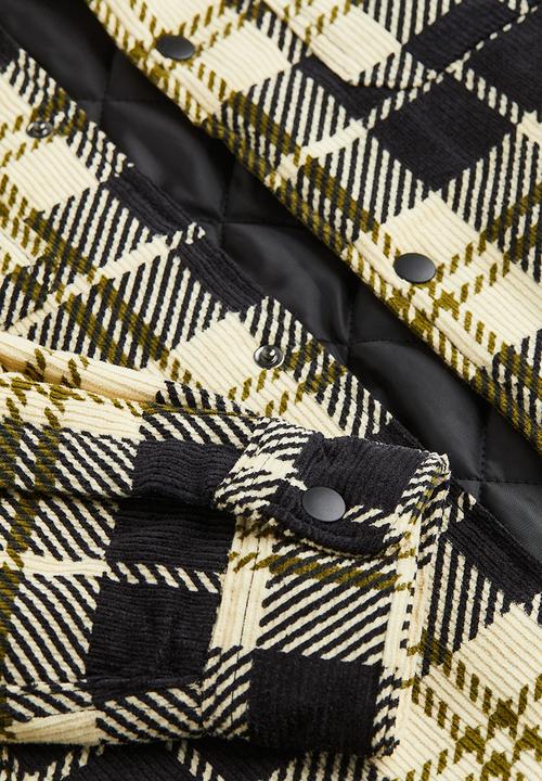 H&M - Relaxed fit padded shacket - yellow/black checked