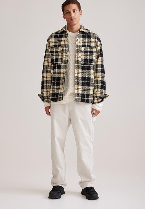 H&M - Relaxed fit padded shacket - yellow/black checked