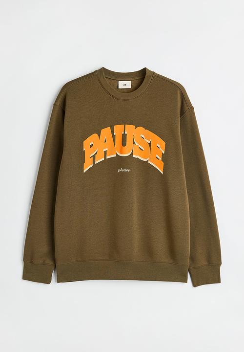 H&M - Relaxed fit printed sweatshirt - khaki green/pause