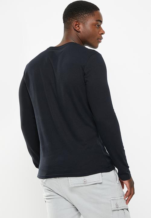 Original Penguin - Logo stamp long sleeve tee - true black