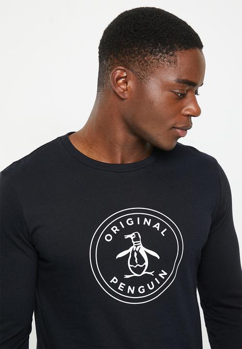 Original Penguin - Logo stamp long sleeve tee - true black