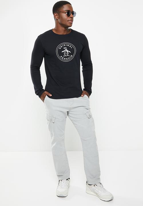 Original Penguin - Logo stamp long sleeve tee - true black