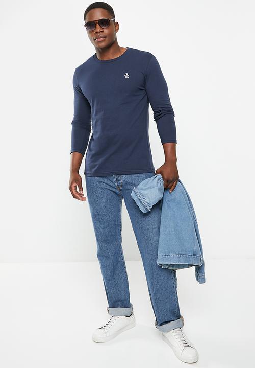 Original Penguin - Embroidered logo long sleeve tee - dark sapphire