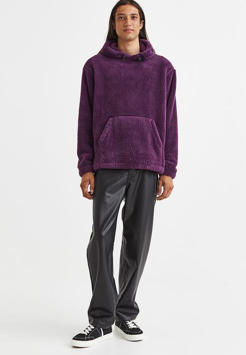 H&M - Relaxed fit pile hoodie - dark purple