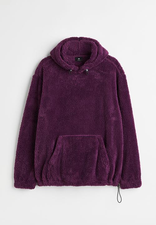 H&M - Relaxed fit pile hoodie - dark purple