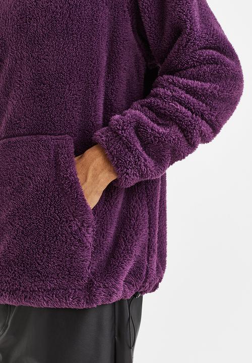 H&M - Relaxed fit pile hoodie - dark purple