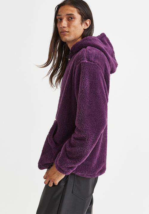 H&M - Relaxed fit pile hoodie - dark purple