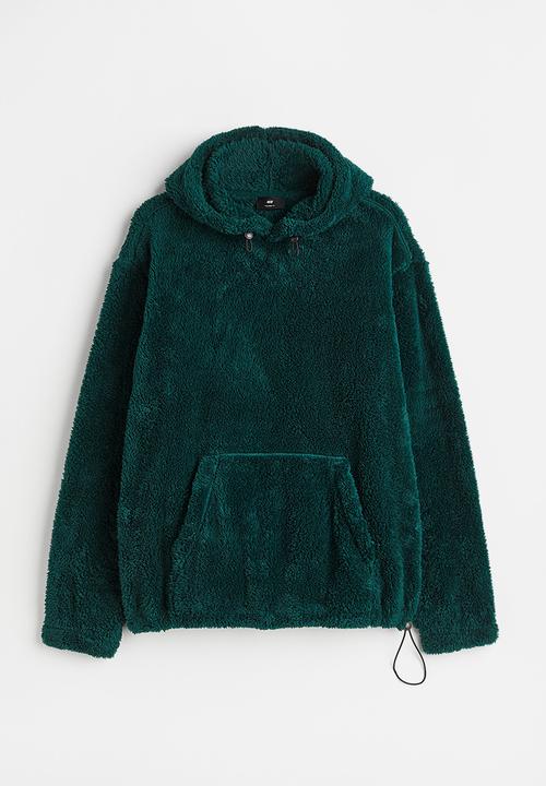 H&M - Relaxed fit pile hoodie - dark green