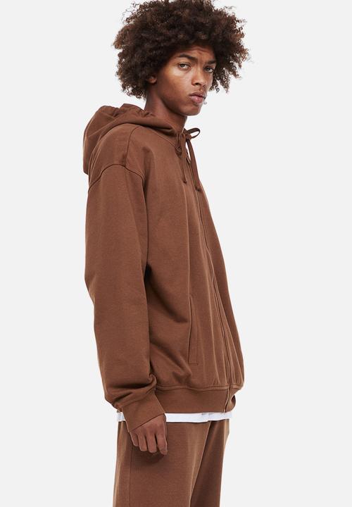 H&M - Relaxed fit zip-through hoodie - brown