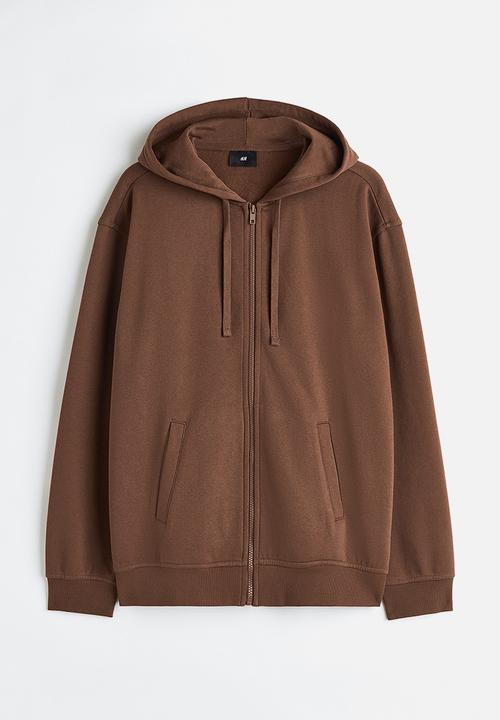 H&M - Relaxed fit zip-through hoodie - brown