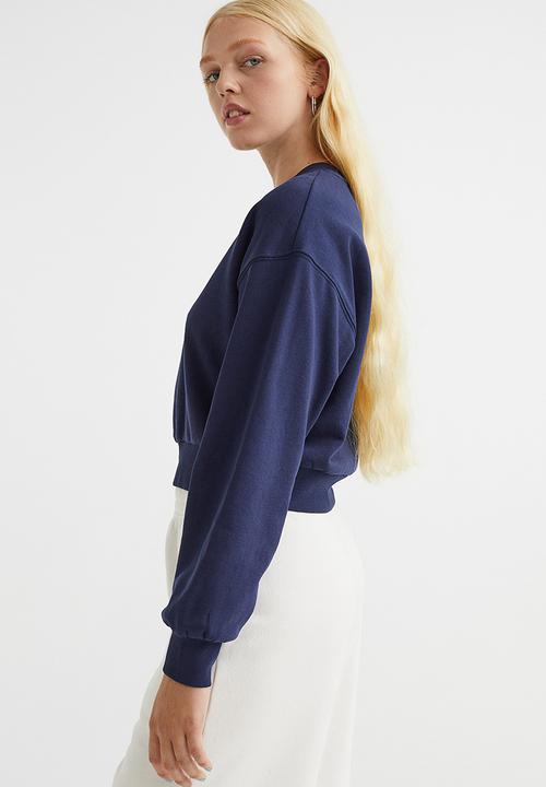 H&M - Cropped sweatshirt - dark blue/authentic lifestyle