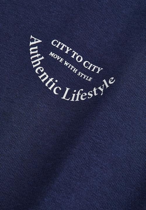 H&M - Cropped sweatshirt - dark blue/authentic lifestyle