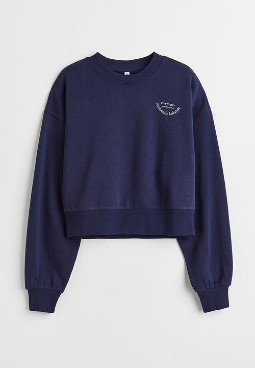 H&M - Cropped sweatshirt - dark blue/authentic lifestyle