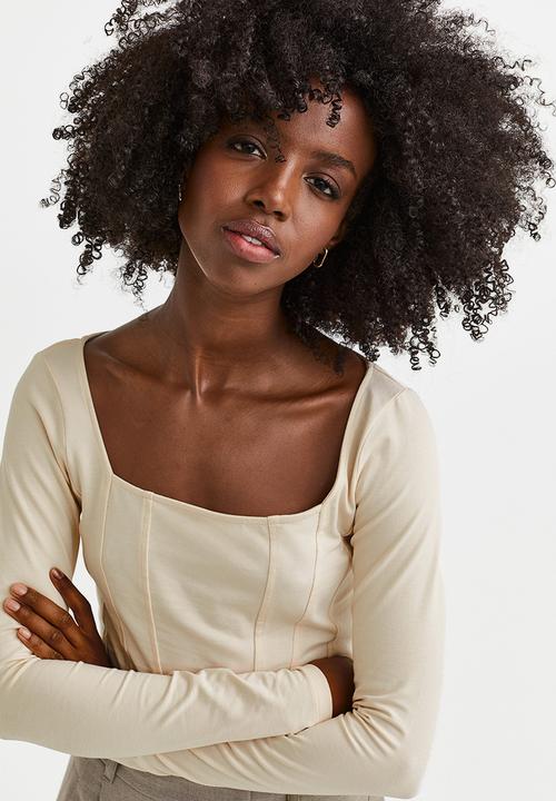 H&M - Long-sleeved body - light beige