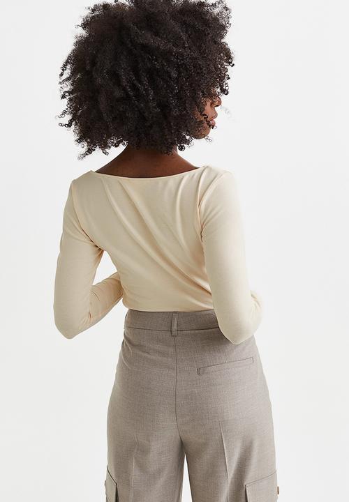 H&M - Long-sleeved body - light beige