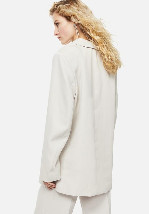 H&M - One-button blazer - light beige/rhinestones