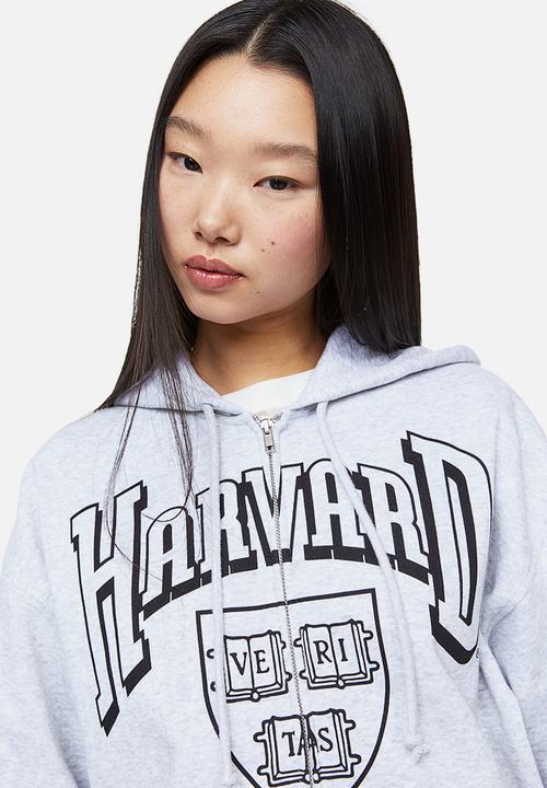H&M - Printed zip-through hoodie - light grey marl/harvard