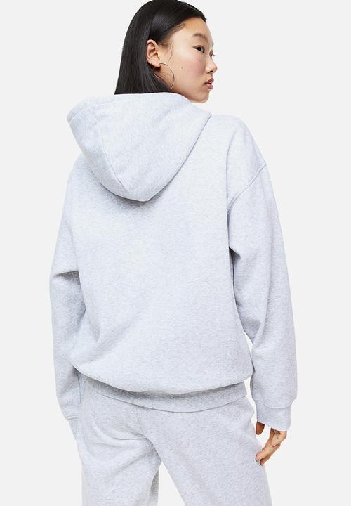 H&M - Printed zip-through hoodie - light grey marl/harvard