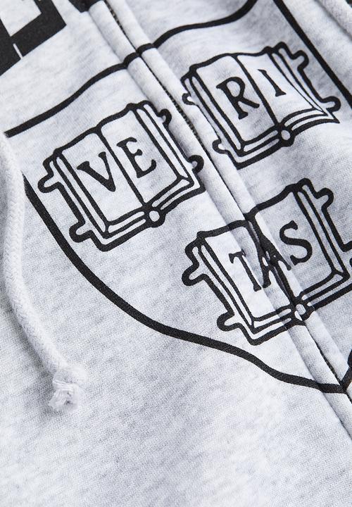 H&M - Printed zip-through hoodie - light grey marl/harvard