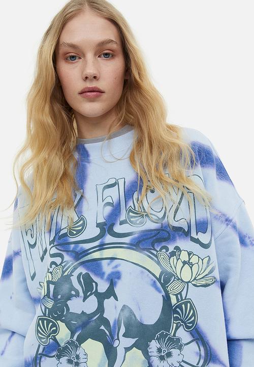 H&M - Oversized printed sweatshirt - light blue/pink floyd