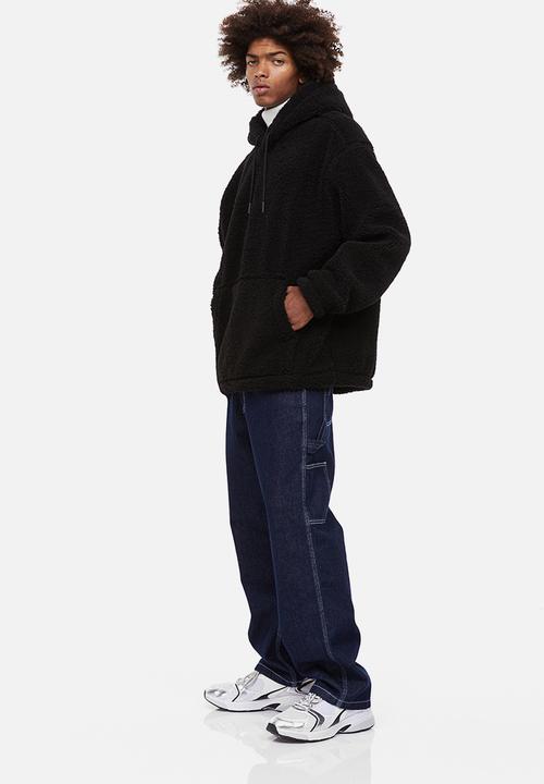 H&M - Relaxed fit teddy hoodie - black