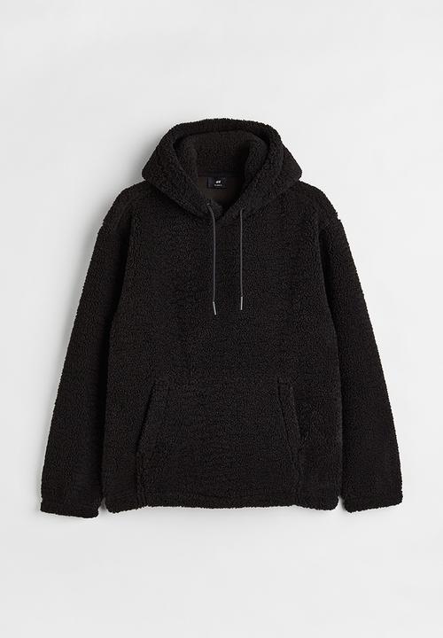 H&M - Relaxed fit teddy hoodie - black