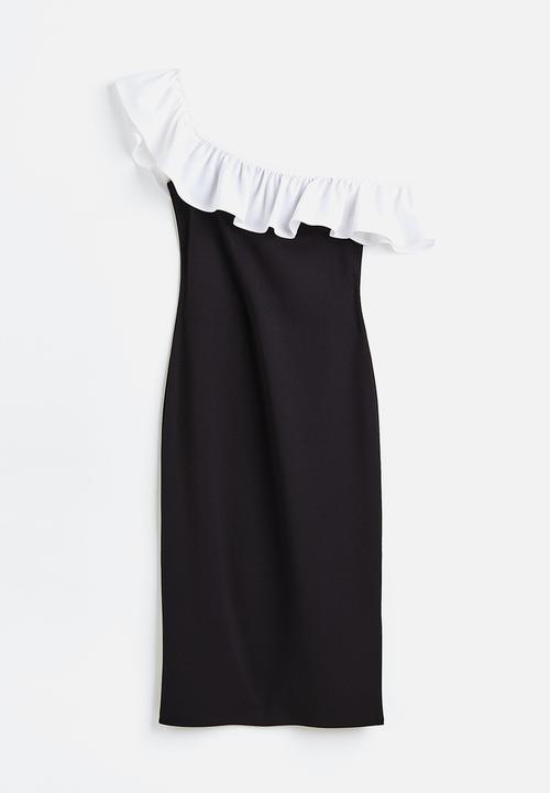 H&M - Flounced off-the-shoulder dress - black