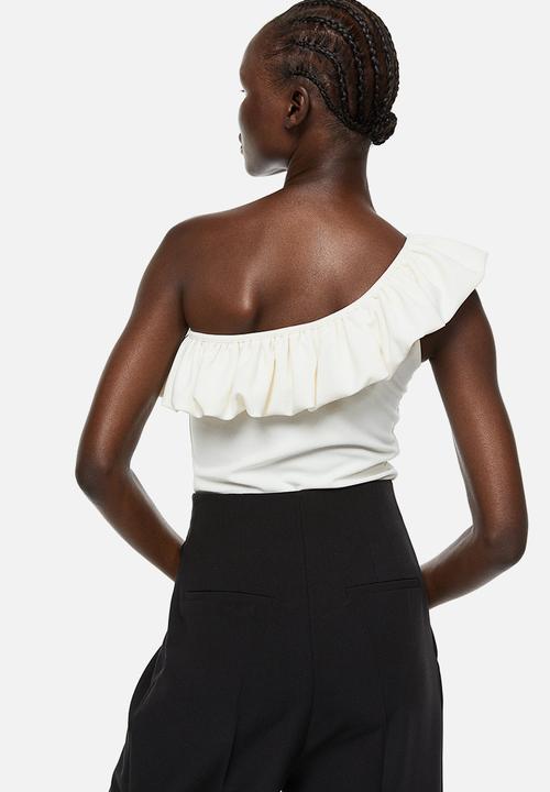 H&M - Flounced one-shoulder top - white