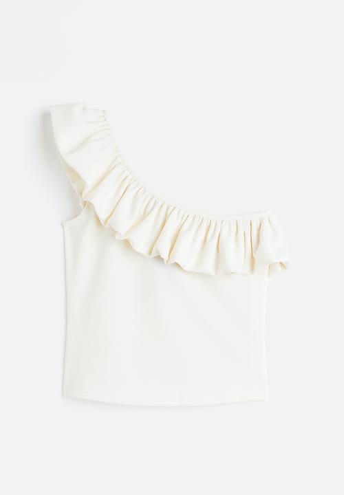 H&M - Flounced one-shoulder top - white
