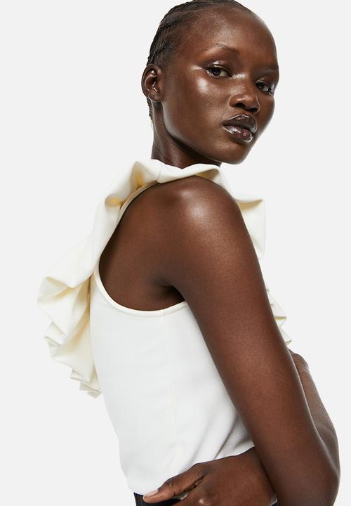 H&M - Flounced one-shoulder top - white