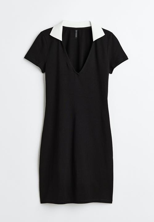 H&M - Collared bodycon dress - black/white