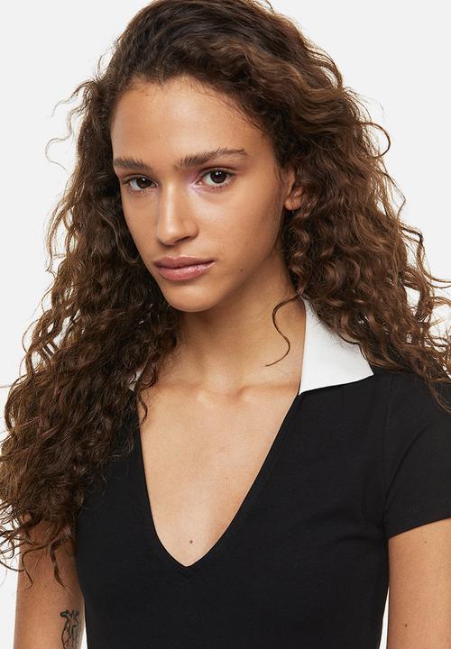 H&M - Collared bodycon dress - black/white