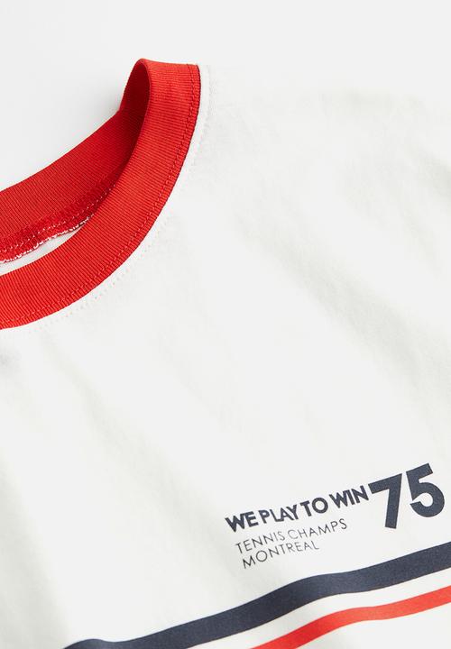 H&M - T-shirt - white/we play to win